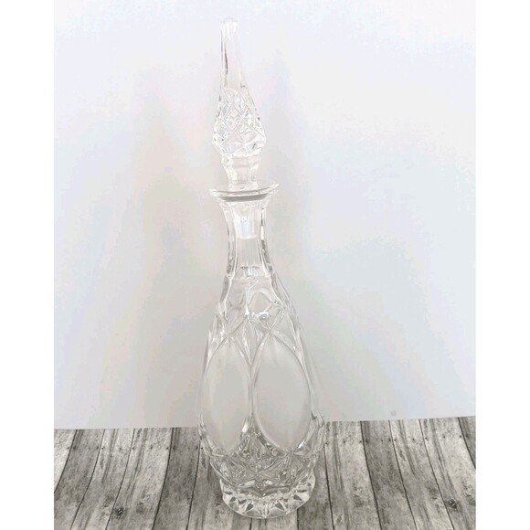 Vintage Princess House #776 Lead Crystal Decanter/Frosted Oval Diamond Cut... - Picture 9 of 11